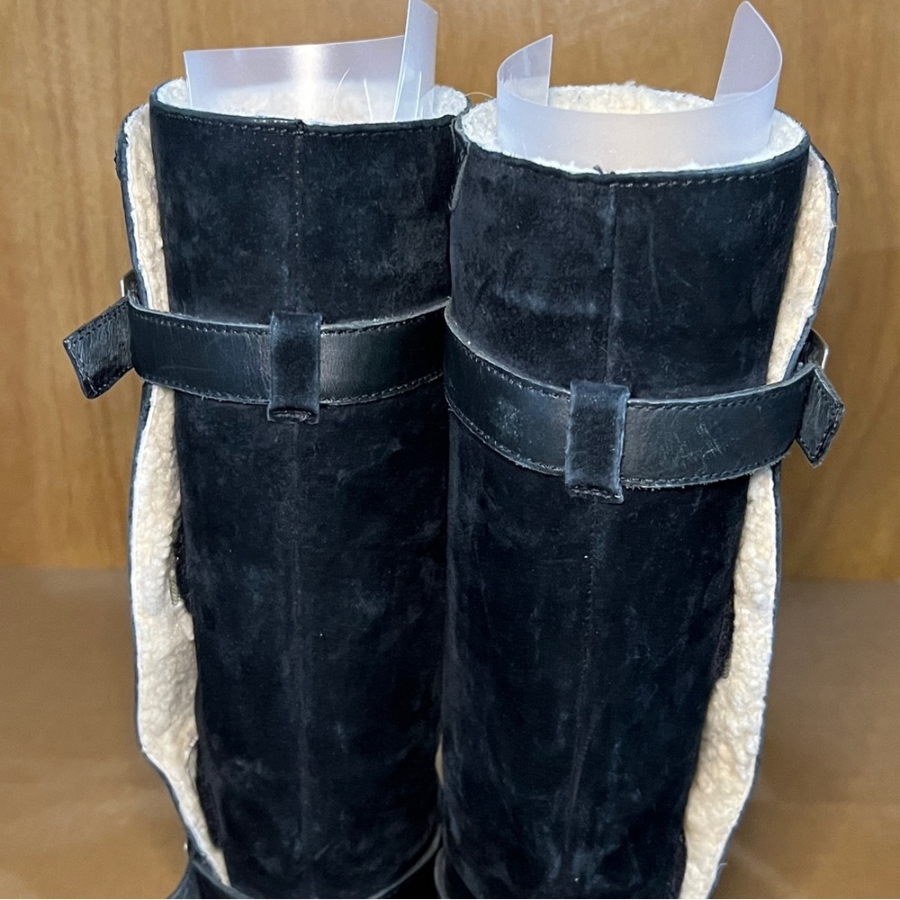 UGG US 6 Knee High Black Suede Side Buckle Tall Riding Boots Australia - Picture 5 of 15